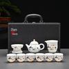 Kung Fu Mutton Fat Jade Gaiwan Teapot Set - Gold-Painted Luxury Tea Set