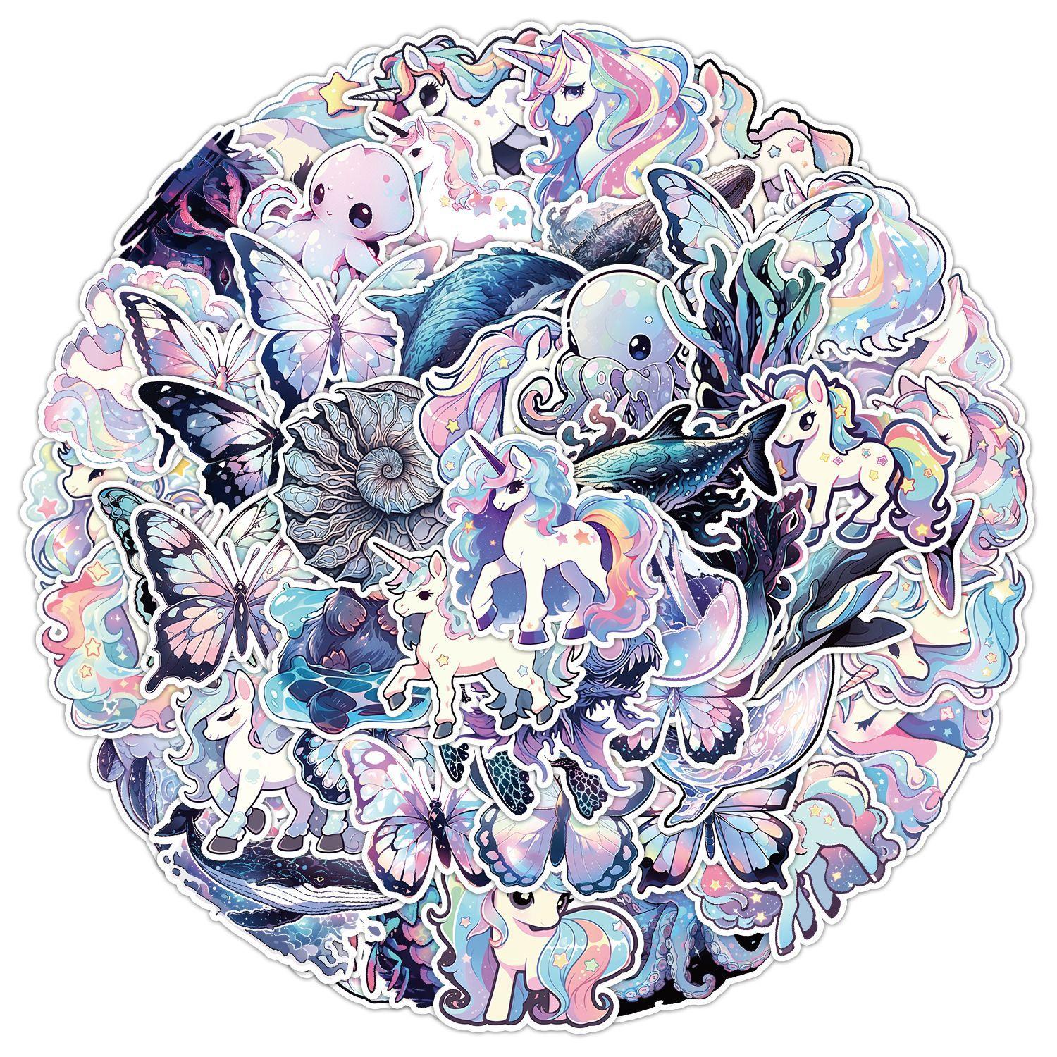 

Акварельные наклейки с животными, кавайная кошка, олень, сова, водостойкая многоразовая наклейка, сделай сам, бутылка, украшение для мобильного телефона для ноутбука 50pcs