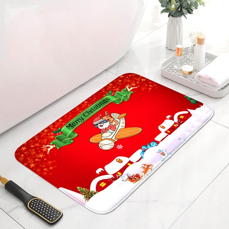 1ks Vánoční koberec Domácí Dekor Koupelnová předložka Absorpční vstupní Rohožka Protiskluzová Sněhová vločka Kuchyň Potištěný Santa Claus