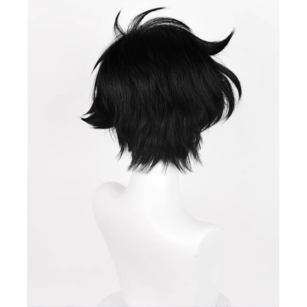 Kaito Kuroba Cosplay Czarny Licealista Kaito z Prostą Grzywką Kaito Peruka, Włosy, Odporne na Ciepło, Puszyste, Kręcone, Chłopiec, Chłopiec, Dziecko, (Czarny, Dziecko)