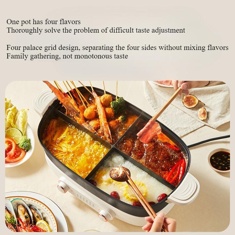 220V Non Stick Electric Hotpot Household Mandarin Duck Split Multi Functional Electric Boiling Pot