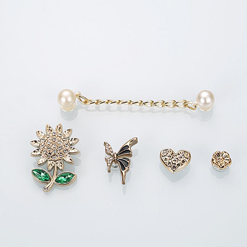 Set di Ciondoli Scarpe Cuore Girasole Lucido Moda Estiva Catena di Perle Zoccoli Sandali Accessori Decorazioni Scarpe Staccabili Fai da Te