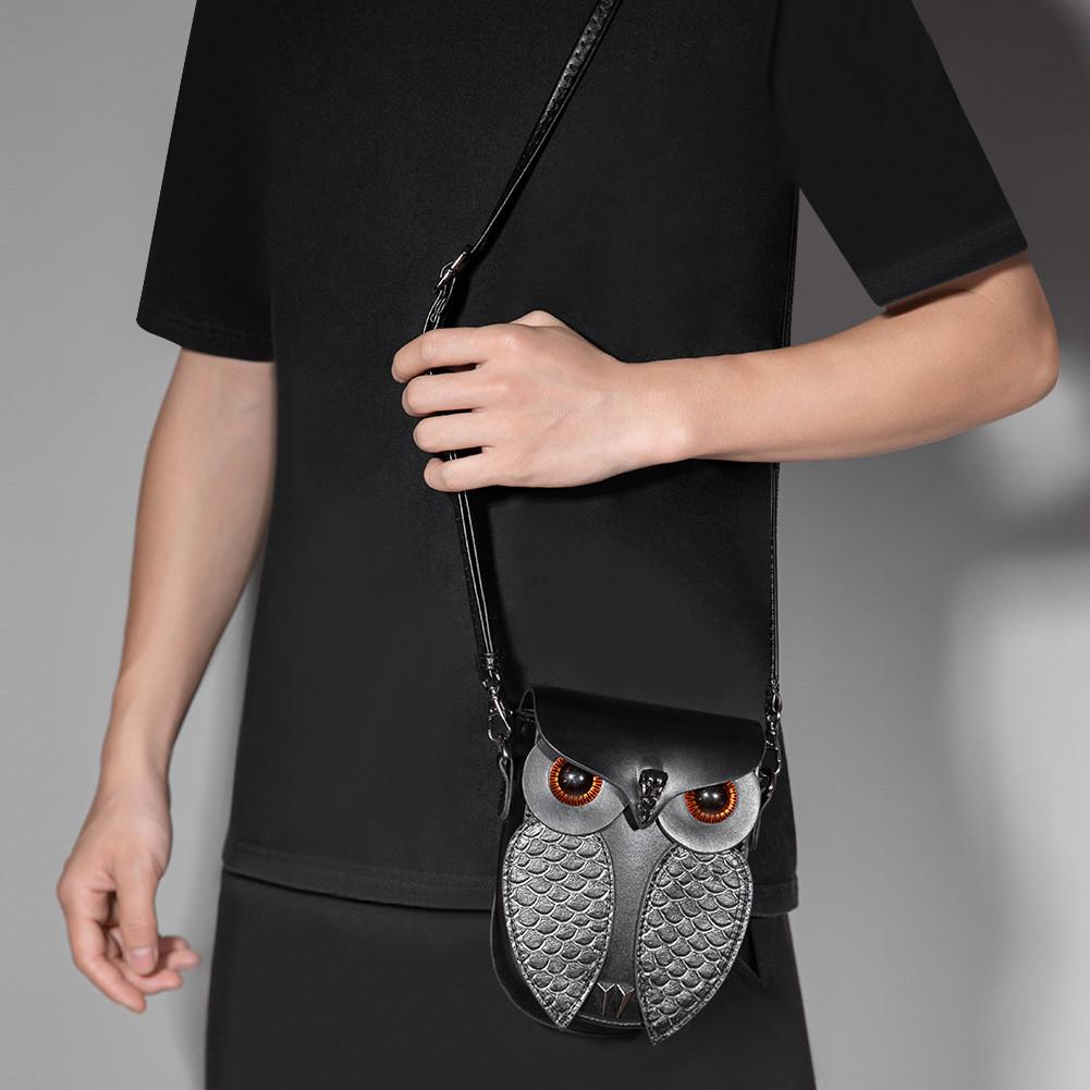Steampunk Owl Pu Ladies Shoulder Bag With Zipper Pouch For Daily Use