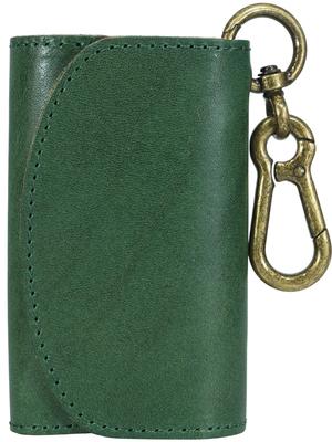 Green Tochigi Leather Key Case with Carabiner Key Coin Smart Key Smart Key Genuine Key Car Key Popular Carabiner Coin Case - Men's & Women's Case,