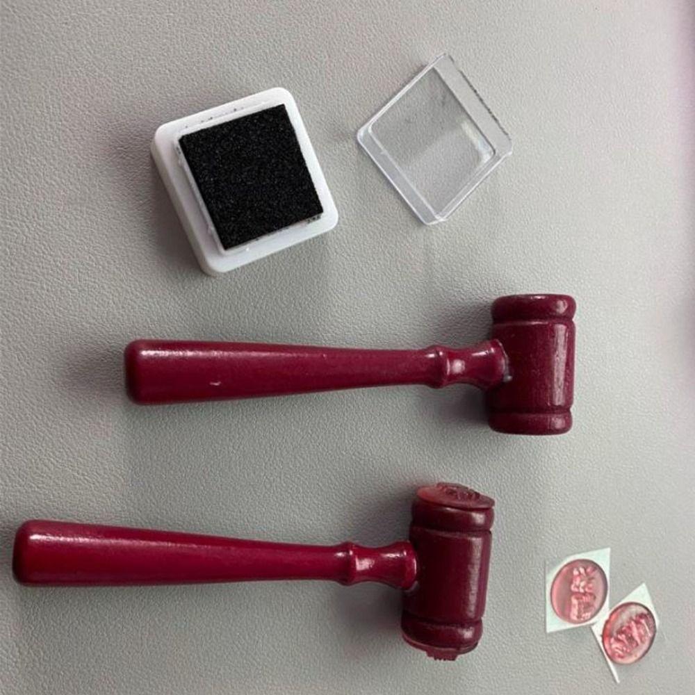 Inkpad Toy Wooden Hammer Portable Mini Judge Gavel Judge Stamp Hammer Notebook Decoration