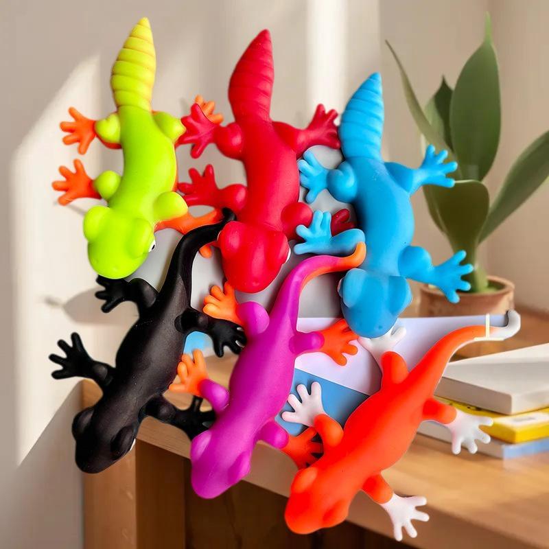 1Pcs Simulation Lizard Colorful Cartoon TPR Stretchy Lizard Toy Soft Stress Relief Squeeze Fidget Toy