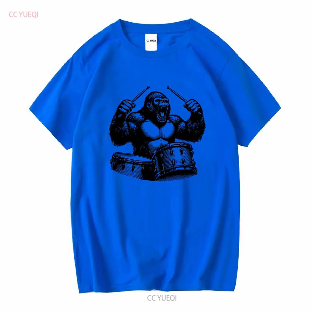 Raging Ape Drummer Animal Playing Drums Drum Set T Shirt Fathers Day long or short sleeves vintage Washed fashion Stylish