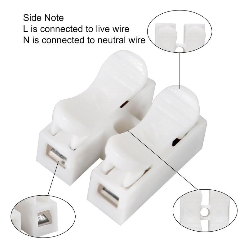 50pcs 2 Pole Quick Splice Lock Wire Connectors Chandelier Terminals Electrical Cable Terminals For Safe Splicing Into Wire