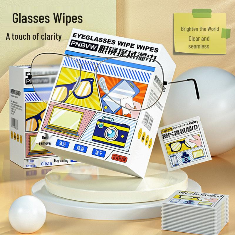 Eyeglass Wet Wipes - Lens Cleaning, Quick-Drying, Disposable Cloths for Decontamination & Degreasing