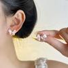 PANJBJ 925 Silver Bow Knot Earring for Women Texture Tassels Sweet Romantic Korean Jewelry Gift