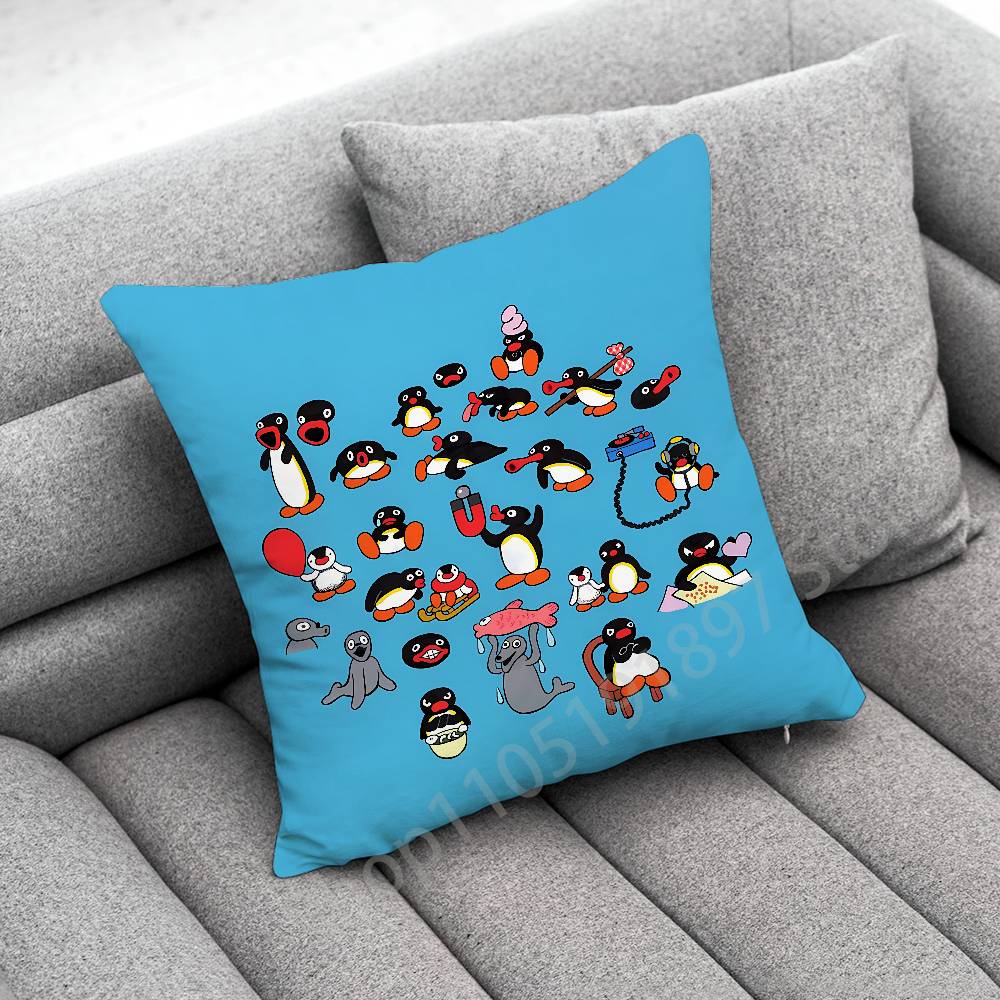 Penguin P-Pingu Funny Throw Pillow Case For 50X50Cm 40X40Cm 55X55Cm 45X45Cm 30X30Cm Square Bedroom Pillowcase Cover