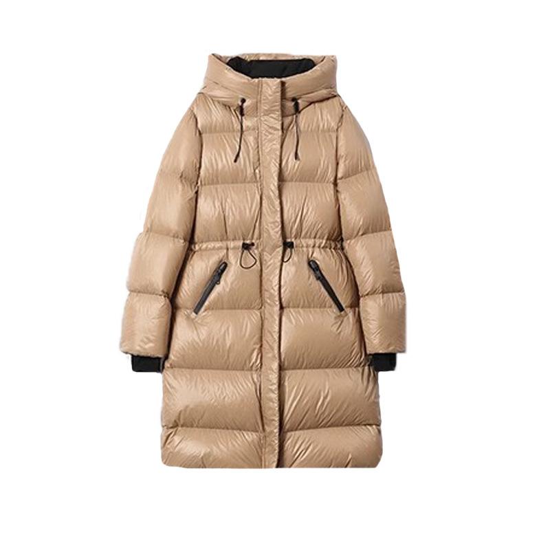 High-end 90 white duck down jacket women's medium and long 2024 winter new thickened waist over knee warm jacket large size