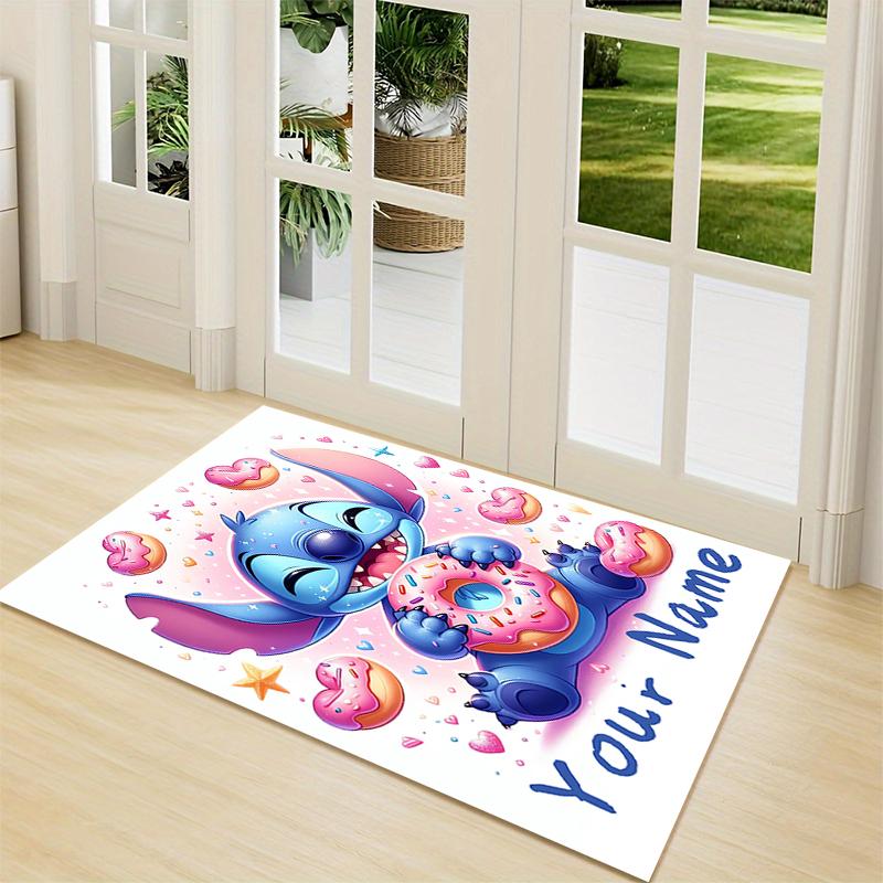 Custom Name Stitch's Sweet Delight Carpet Rug Customizable Soft Washable Anti-Slip Home Living Room Sofa Mats Personalized Rug. 0909366
