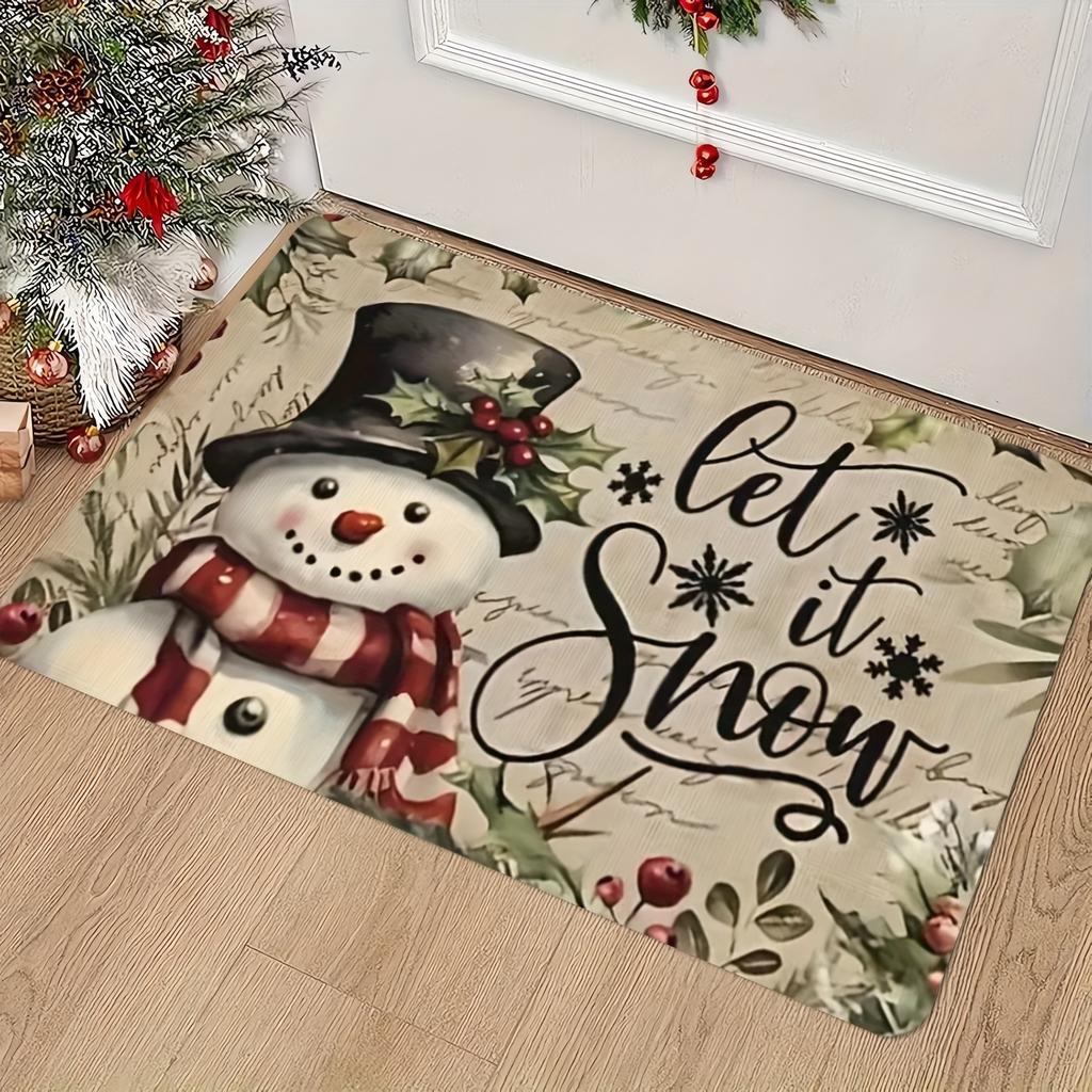 Christmas Carpet Doormat Carpet For Live Room Snowman Pattern Bedside Floor Mat Outdoor Carpet Welcome Mat