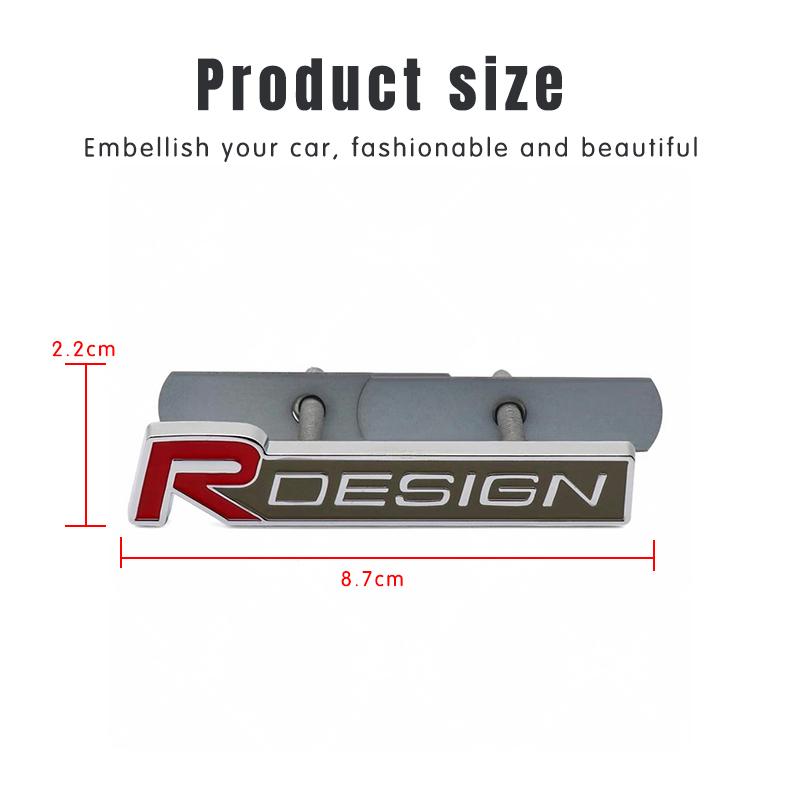 3D Metal Badge Car Front Grille Badge Body Trunk Decoration Accessories For Volvo Rdesign V40 V50 S40 S80 XC60 S90 XC90 S60 V90