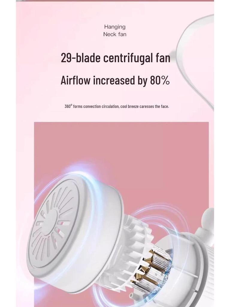 Portable USB Neck-Hanging Mini Fan: Foldable, Hand-Free, and Powerful for Outdoor and Desktop Use