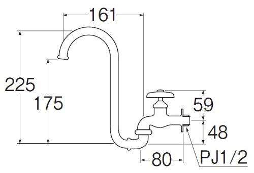 SANEI (Sanei) Fixed-Neck Flexible Faucet, Universal Type, JIS Standard A16J-13
