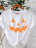 WomenS Halloween Pumpkin Face TShirt Black with Orange Lantern Harajuku Sleeve Casual Clothing Street Tops Aesthetic Clothes