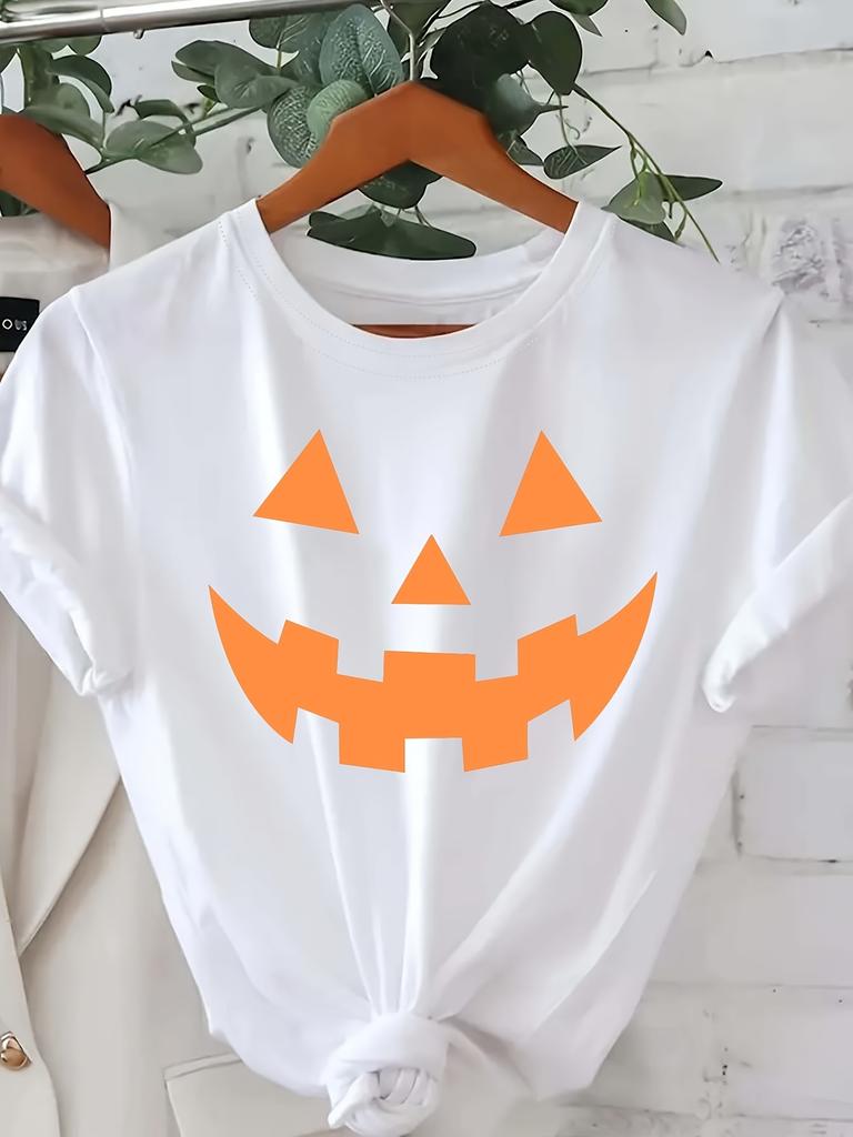 Unisexs Halloween Pumpkin Face Tshirt Black With Orange Lantern Harajuku Sleeve Casual Clothing Street Tops Aesthetic Clothes