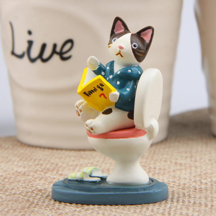 Read Resin Book Cat Action Figures Model Toy Cartoon Tabletop Decoration Gifts