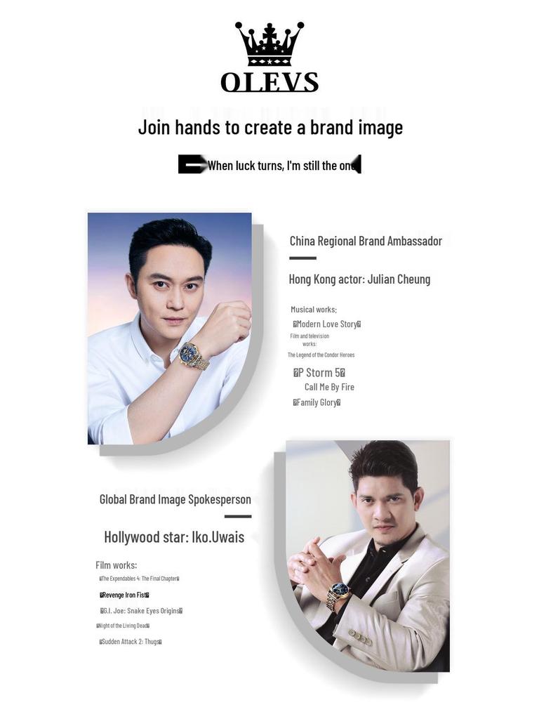 Oulishi Women's Automatic Diamond-Set Dual Calendar Waterproof Watch