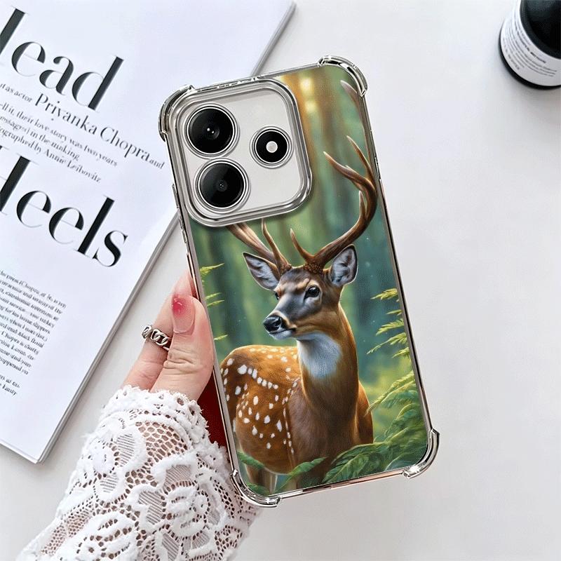 

Sika Deer Elk Animal Plating Phone Case For Xiaomi Redmi Note 14 15 Pro Plus 13 12 11 11S 11T 10 9S 9 5G Anti-Fall Airabag Cover Redmi Note 15 Pro 5G
