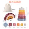 Shinse Building Blocks Toy Rainbow Blocks Wood Silicone Stacking Soft Puzzle Shape Matching Montessori Arch Rainbow Educational Toy Imagination Early