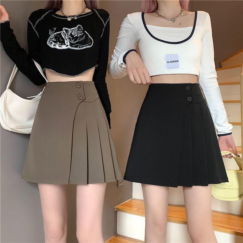 Fustă A-line plisată cu talie înaltă Toamnă 2025 - Design subțiator pentru femei, care îmbrățișează șoldurile, fustă scurtă anti-expunere