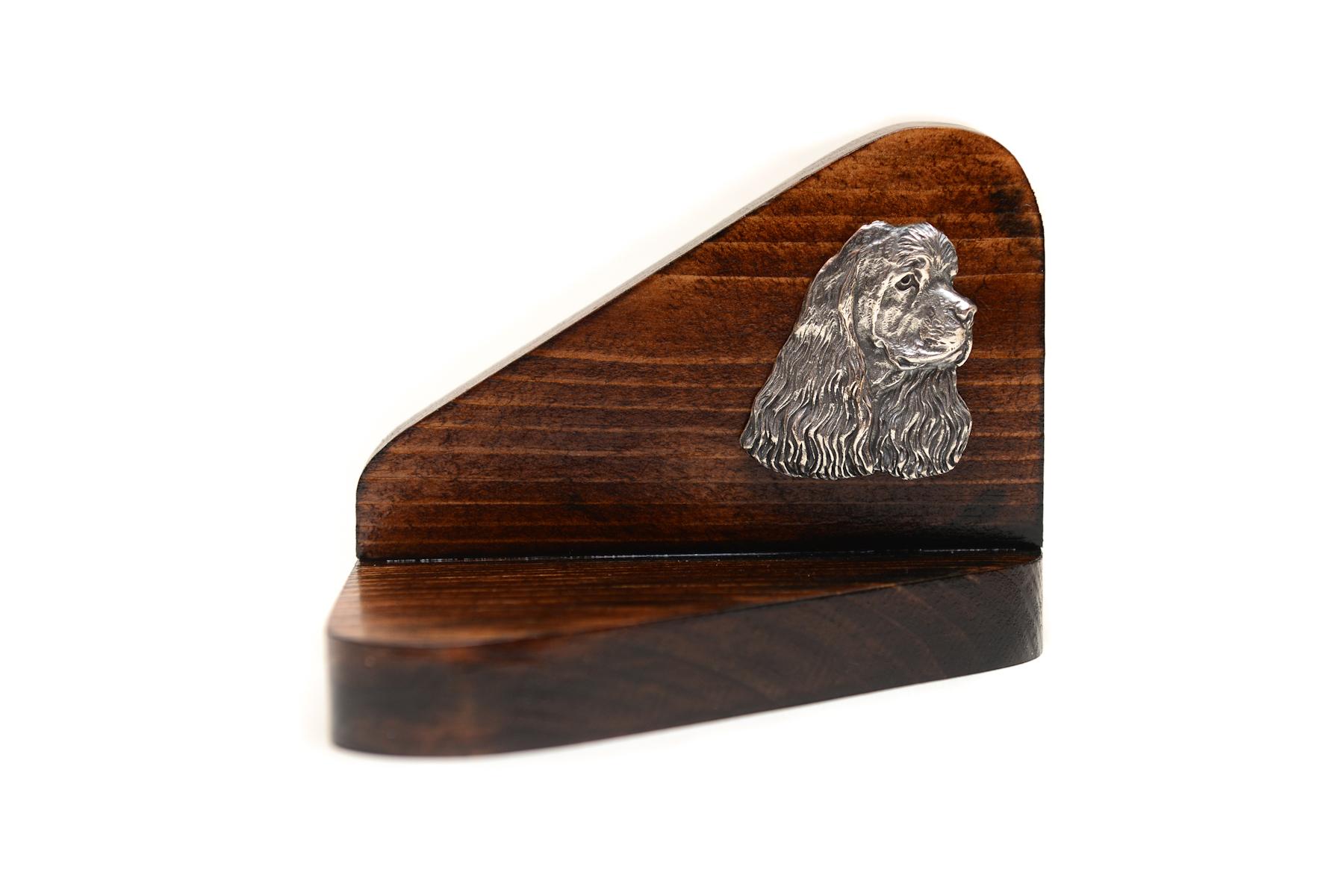 

American Cocker Spaniel, Merry Cocker - wooden candle holder with a dog, tealight holder, a memorial place for a dog by Art-Dog brand коричневий