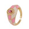 Fashion Trend Color Enamel Stitching Open Ring Dainty All -Match Contrast Finger Ring For Women Girls Geometric Jewelry Gifts