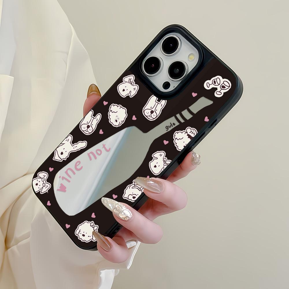 Mirror Phone Case for iPhone 15 11 13 14 for 15 16 Pro Max 12 13 16 Pro Cloud Flower and Animal Cute Style Phone Case