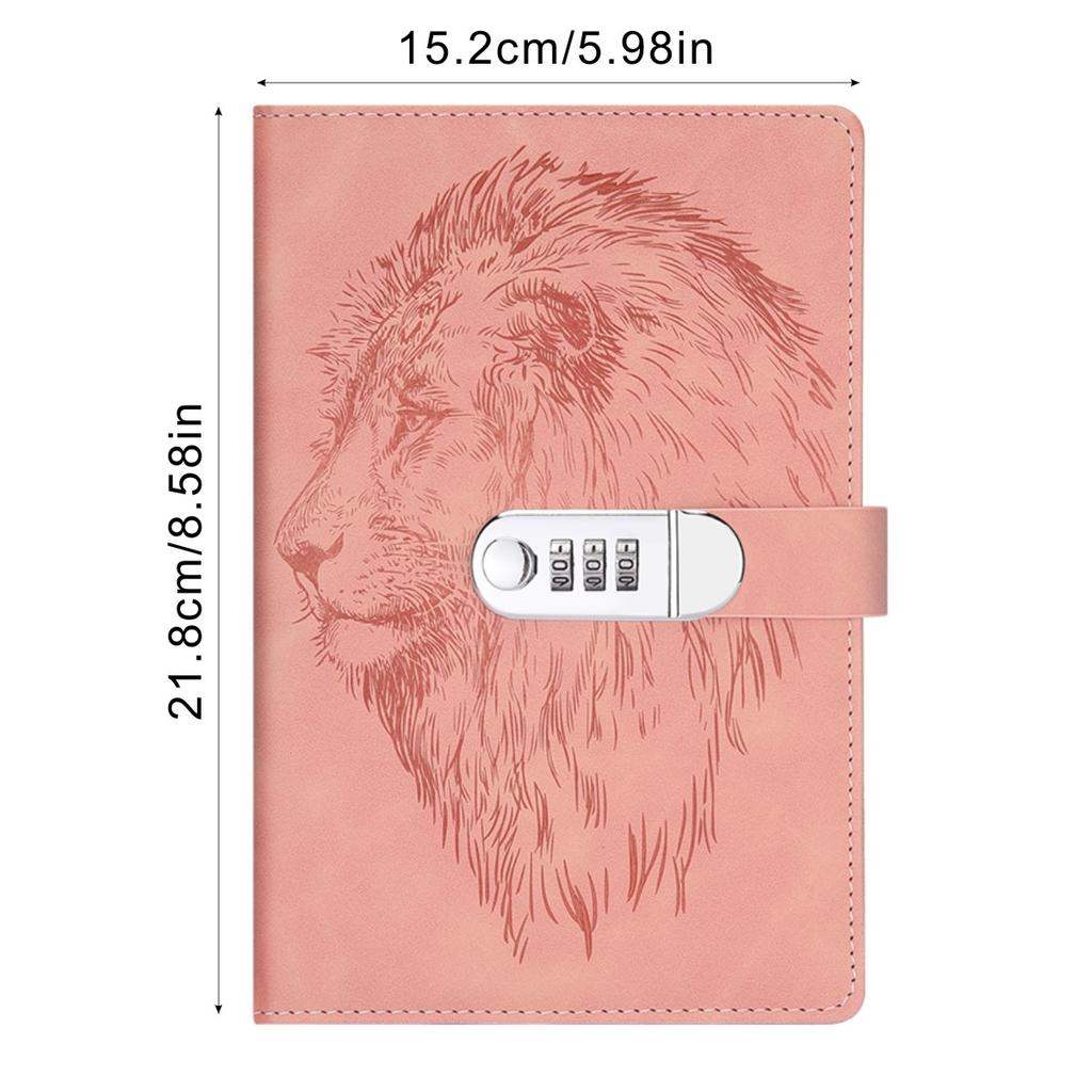 One A5PU 100 sheets/200 pages notebook, vintage password book with lock, diary clip, thickened creative manual ledger, student n