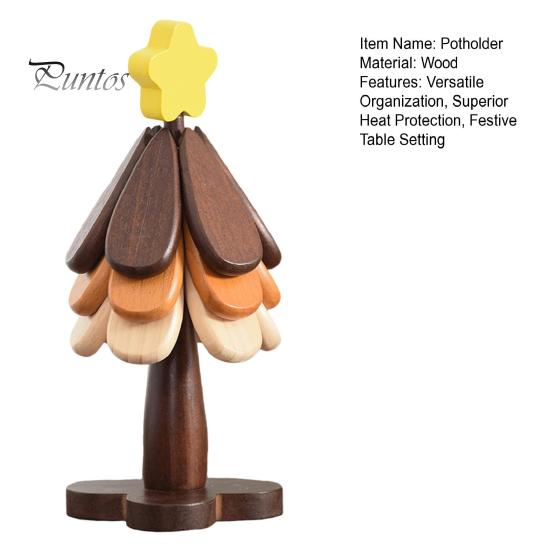 Christmas Tree Trivet Set Wooden Coasters for Hot Dishes Heat Resistant Wood Trivets Kitchen Table Decoration Tree Shaped Tripods Practical Kitchen