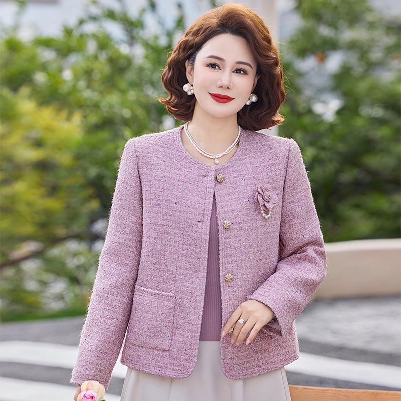 

2026 Spring Fashion Lightweight Jacket for Middle-Aged Women - Elegant Fragrance Style. 5XL (145-160 jin) фиолетовый