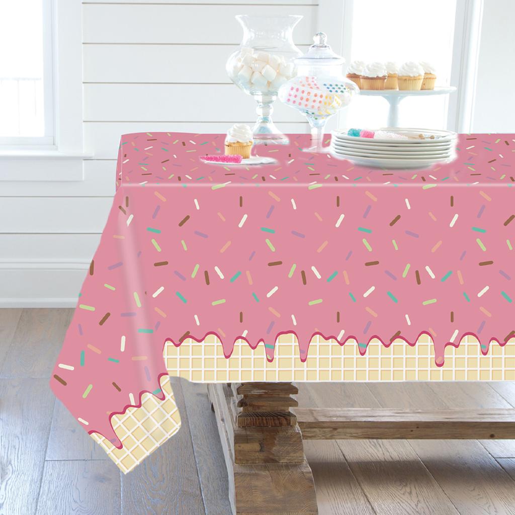 Pink Donut Disposable Tablecloth Doughnut Table Cover Girls 1st Birthday Party Decor Kids Wedding Birthday Supplies Baby Shower