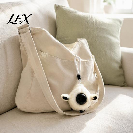 Cute Bag Charm Plush Animal Keychain, Soft Stuffed Pendant with Braided Cord, Round Small Gift for Kids Bunny Sheep Backpack, Decorative Mini
