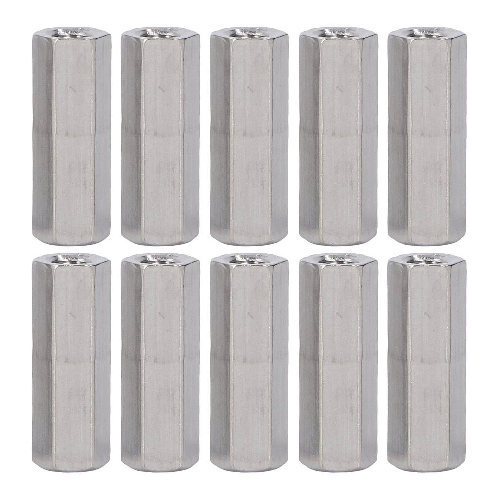 10 Pcs Hex Coupling Nut M6x1 L30mm 304 Stainless Steel Anti Rust Corrosion Threaded Rod Connector