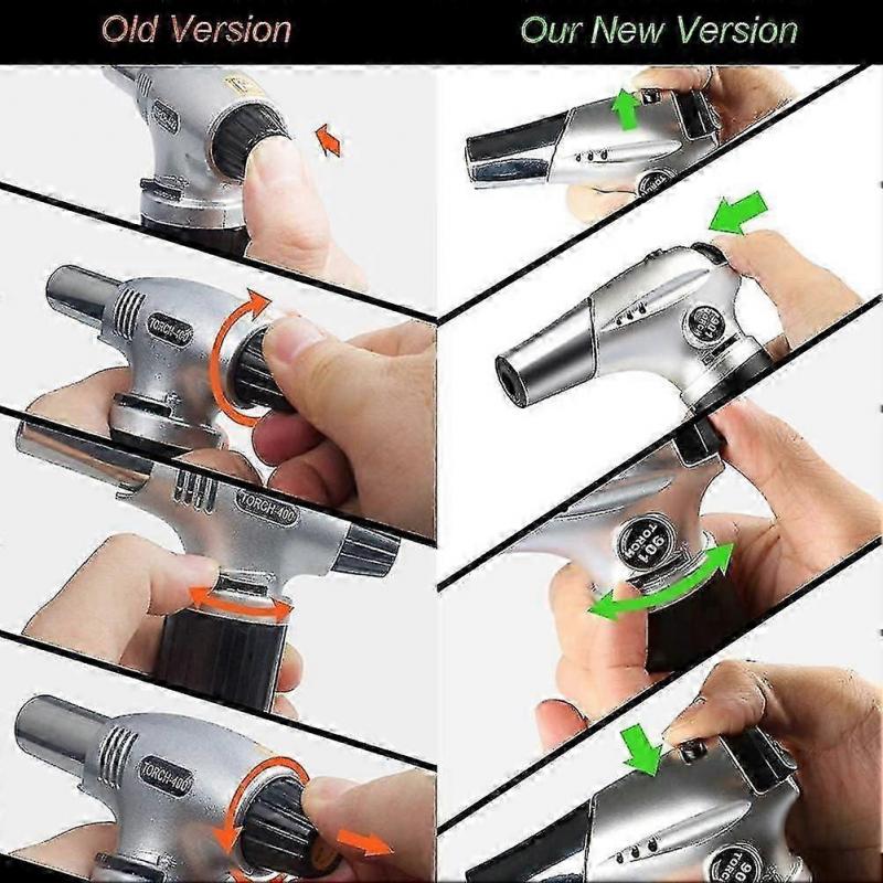 Professional kitchen cooking torch with lockable flame adjustment, mini lighter suitable for barbecuing (gas not included)