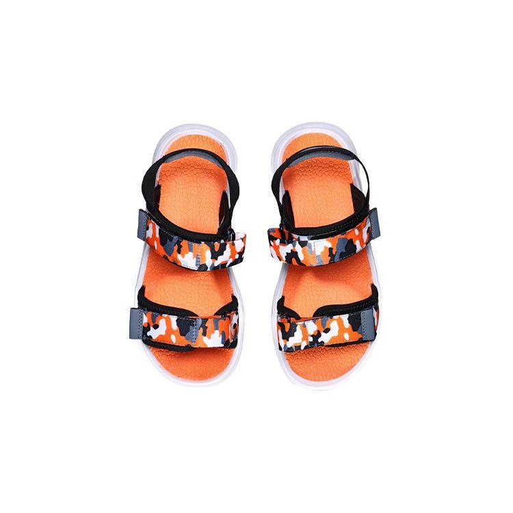 Li Ning Lightweight One-Strap Sports Breathable Sandals Kids Sandals Black Orange Camouflage YKUN002-5