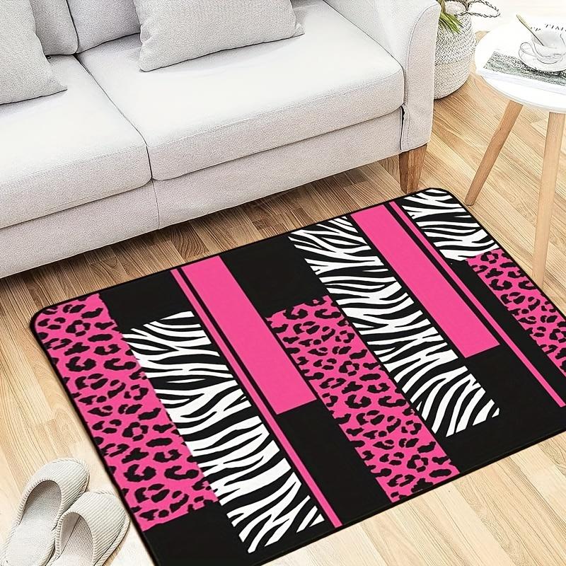 1pc Leopard Zebra Carpet, Leopard Pink White Black Special Carpet Suitable for Living Room, Bedroom, Computer Room, Dining Room, Under Table