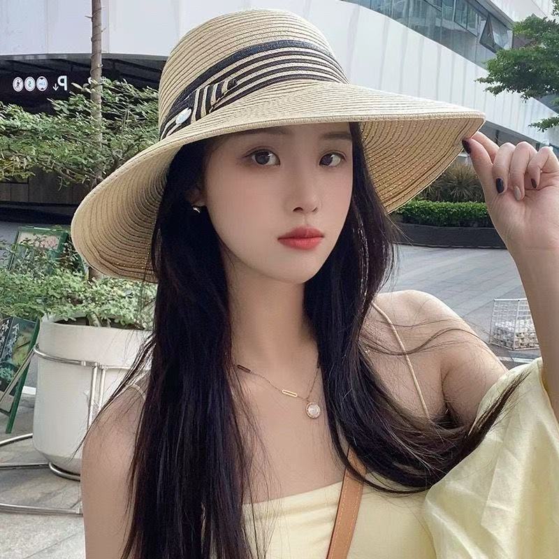 Summer Straw Sun Hat For Women With Wide Brim Uv Protection Beach Accessory