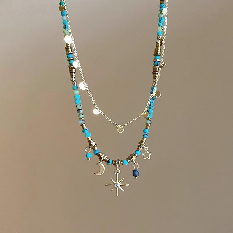 Vintage Natural Stone Beads Necklace Women'S Charm Mang Star Pendant Can Be Stacked Jewelry Gothic Jewelry Gifts