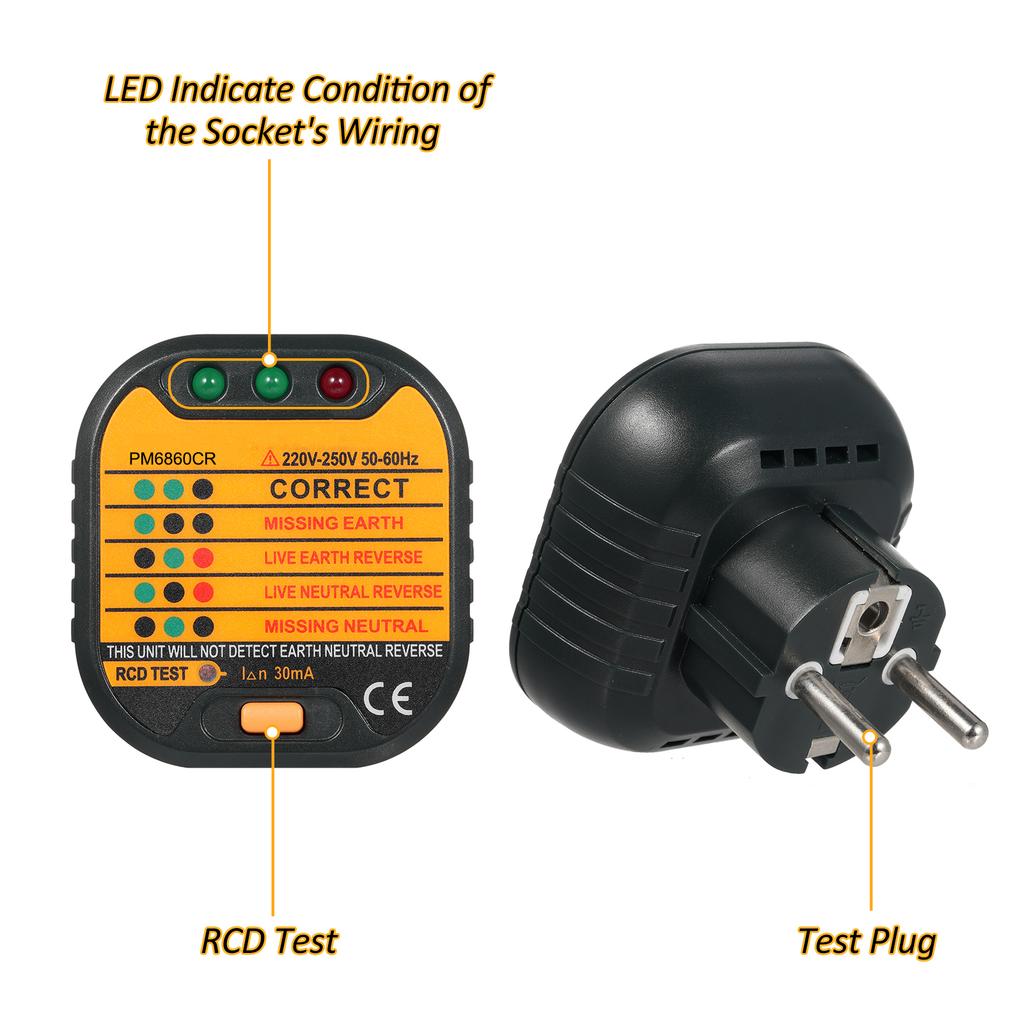 Socket Tester Portable Plug Outlet Circuit Tester Polarity Voltage Tester Socket Finder Electric Socket Outlet Voltage Tester Outlet Detector