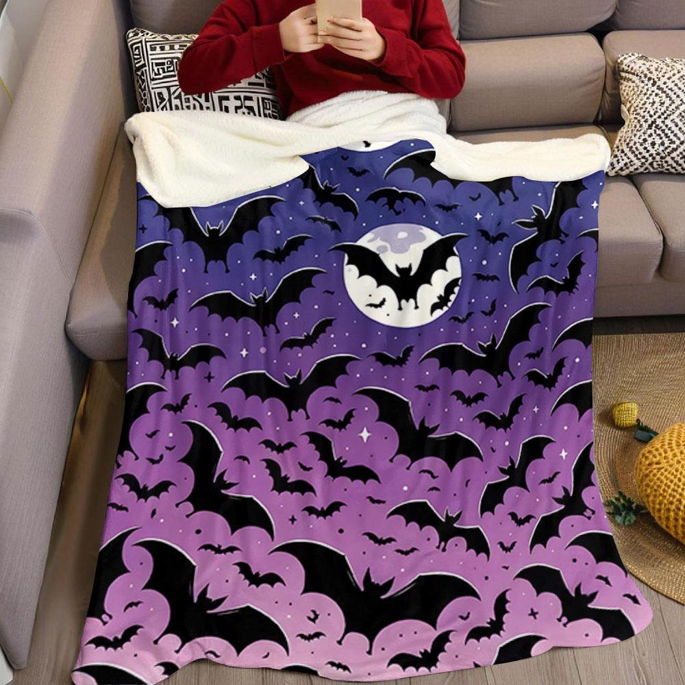 Halloween Mix Element Printed Blanket Suitable for Sofas Beds Offices Travel Camping Chairs Warm Plush Blanket