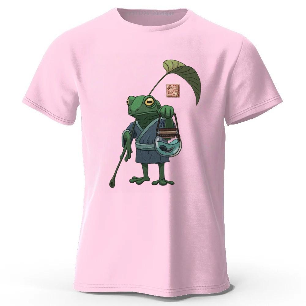Summer Creative Frog Pure Cotton Short Sleeves Men Casual Trend T-shirt Y2K Large Loose Tops