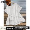 JPNTKY Moda Donna Casual Stampa Colore Unico Manica Corta Girocollo Camicette & Camicie