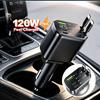 240W/120W Retractable Car Charger Fast Charging Adapter 4 In 1 Cigarette Lighter Splitter Dual Telescopic Cable LED Voltage Display Auto Supply