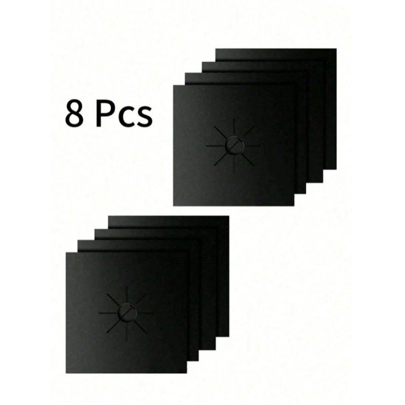 Gasfornuis Anti-vlek en Anti-olie Mat, Wasbare Schoonmaakmat, Kookplaat Hoofd Beschermmat, Anti-vlek en Hittebestendige Mat, Gas-specifiek Materiaal black&8pcs