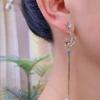 Fashion Asymmetric Moon Fringe Earrings Elegant Long Drop Luxury Statement Jewelry for Women