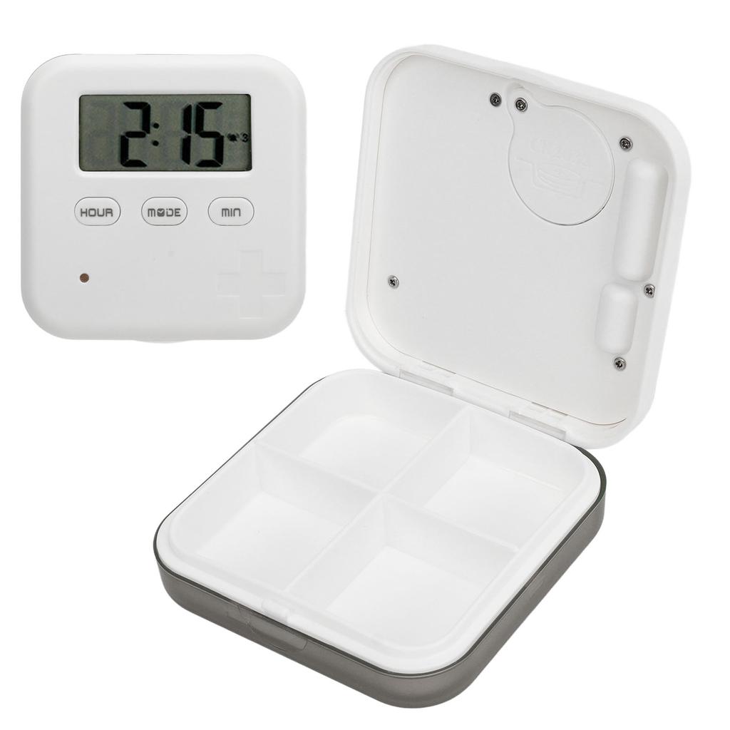 Portable Medicine Box with Timer Smart Medication   with   Vibration Reminder 4 Large Compartments Medicine Case